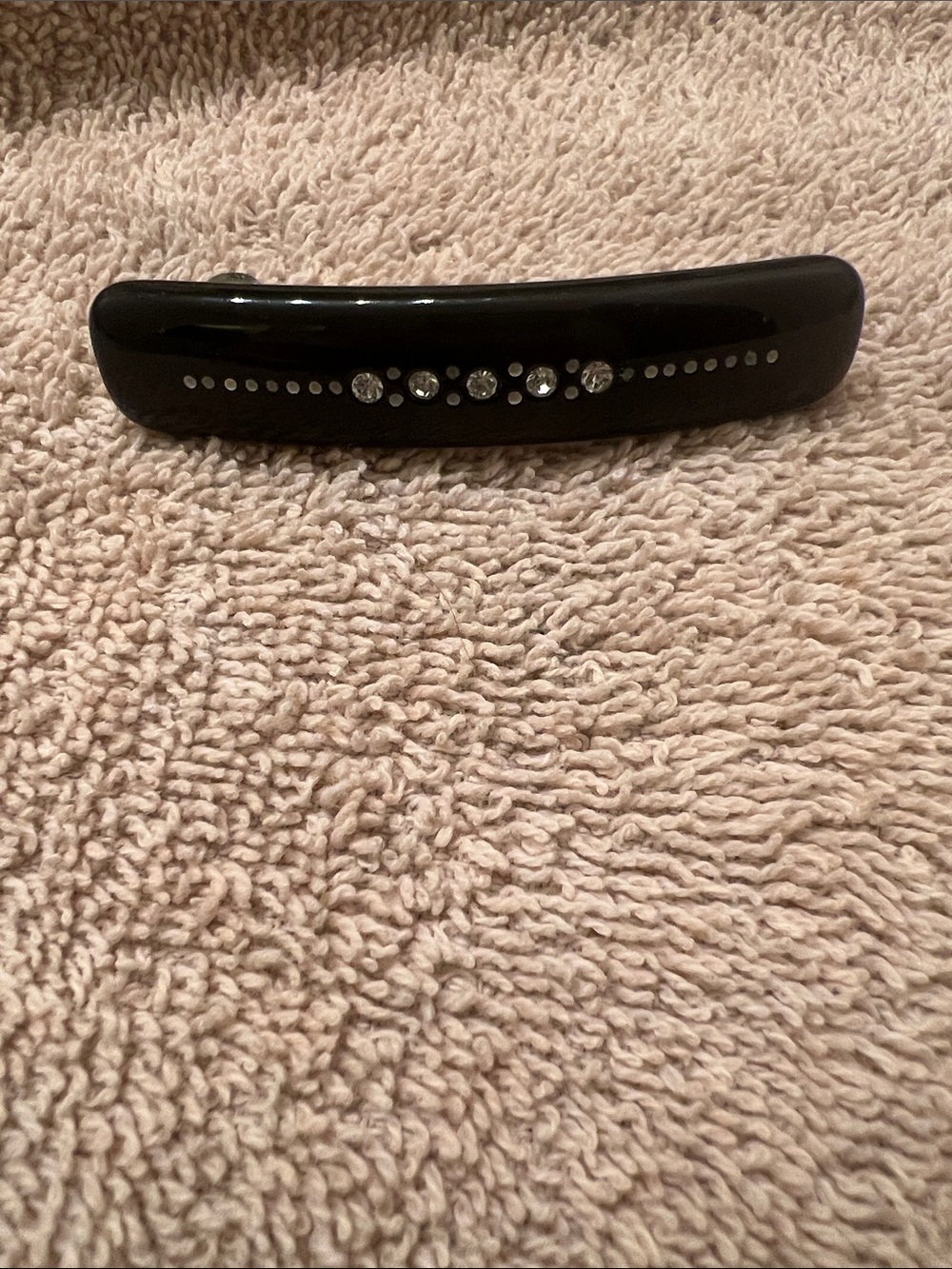 Beautiful vintage French barrette hair clip jet-black acrylic/resin body.